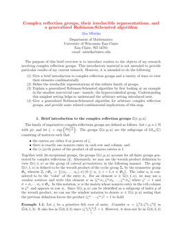 Complex Reflection Groups, Their Irreducible Representations, and a Generalized Robinson-Schensted Algorithm