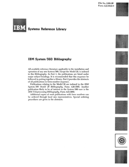 Systems Reference Library IBM System/360 Bibliography