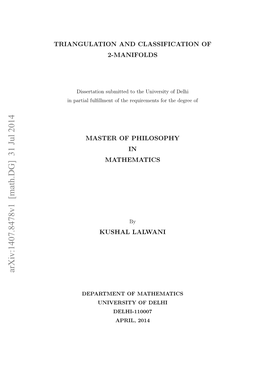 Arxiv:1407.8478V1 [Math.DG] 31 Jul 2014