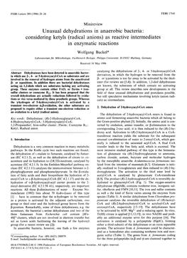 Unusual Dehydrations in Anaerobic Bacteria