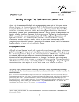 Driving Change: the Taxi Services Commission
