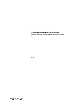 Oracle® Virtual Desktop Infrastructure VDI Demo (Microsoft Remote Desktop Services) for Version 3.2