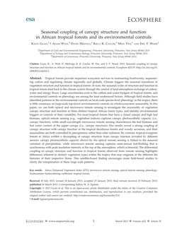 Seasonal Coupling of Canopy Structure and Function in African Tropical