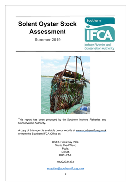 Solent Oyster Stock Assessment