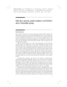 Little Discs Operads, Graph Complexes and Grothen- Dieck–Teichmüller Groups