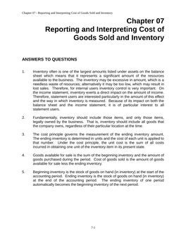 Chapter 07 Reporting and Interpreting Cost of Goods Sold and Inventory