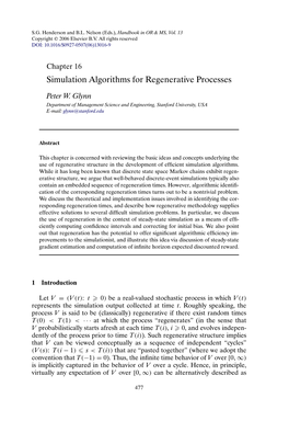 Simulation Algorithms for Regenerative Processes