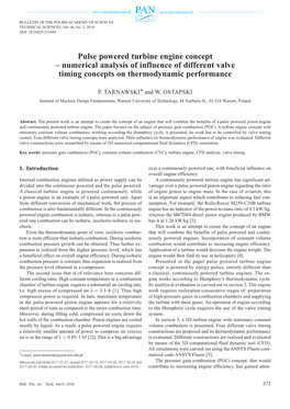 Pulse Powered Turbine Engine Concept – Numerical Analysis of Influence of Different Valve Timing Concepts on Thermodynamic Performance