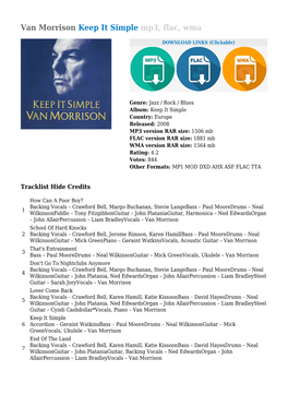 Van Morrison Keep It Simple Mp3, Flac, Wma