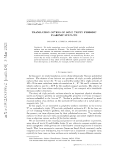 Arxiv:1912.08398V2 [Math.DS] 3 Mar 2021 Tions As Algebraic Curves, See Lee [6] for Further Details