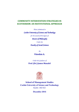 Community Intervention Strategies in Ecotourism: an Institutional Approach