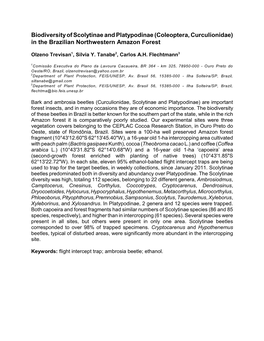 Biodiversity of Scolytinae and Platypodinae (Coleoptera, Curculionidae) in the Brazilian Northwestern Amazon Forest