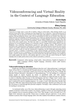 Videoconferencing and Virtual Reality in the Context of Language Education