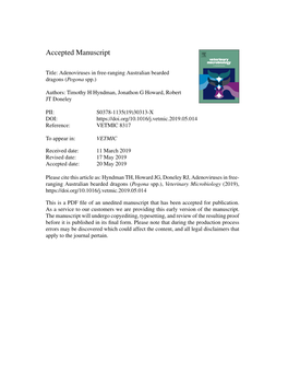 Adenoviruses in Free-Ranging Australian Bearded Dragons (Pogona Spp.)