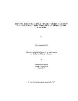 Reducing the Environmental Impact of Oyster Culture by Selecting for Spat That Most Efficiently Uses Natural Resources
