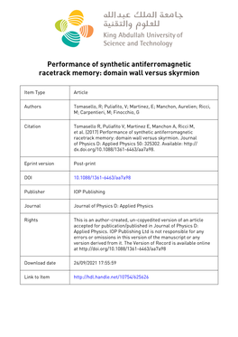 Performance of Synthetic Antiferromagnetic Racetrack Memory: Domain Wall Versus Skyrmion