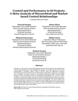 A Meta-Analysis of Hierarchical and Market-Based Control