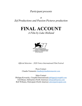 FINAL ACCOUNT a Film by Luke Holland