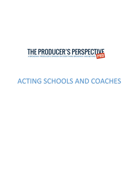 Acting Schools and Coaches