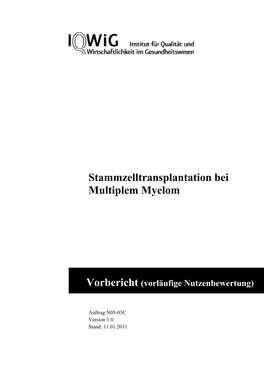 Stammzelltransplantation Bei Multiplem Myelom