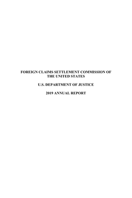 Foreign Claims Settlement Commission 2019 Annual Report