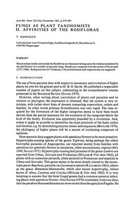 As Plant Taxonomists. Affinities of the Rosiflorae Host-Parasite Data