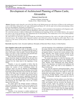 Development of Architectural Planning of Pharos Castle, Alexandria Mahmoud Ahmed Darwish Professor of Islamic Archaeology Faculty of Arts - Minia University - Egypt