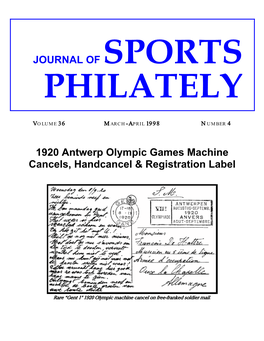 JOURNAL of SPORTS 1920 Antwerp Olympic Games Machine Cancels