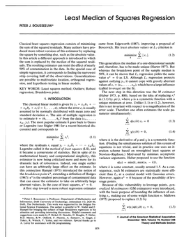 Rousseeuw: Least Median of Squares Regression