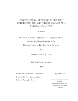 Pronunciation Modeling in Spelling Correction for Writers of English As a Foreign Language