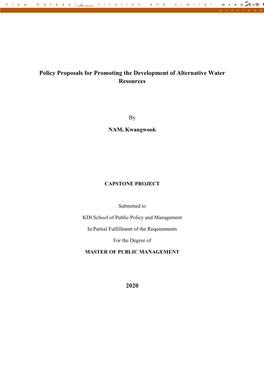 Policy Proposals for Promoting the Development of Alternative Water Resources