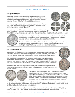 The 1807 Quarter Story Page 1 of 5 UNIVERSITY of RARE COINS