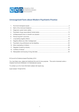 Attachment 3: Unrecognised Facts About Modern Psychiatric Practice