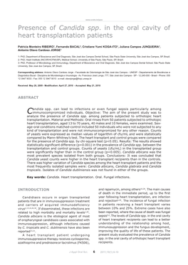 Presence of Candida Spp. in the Oral Cavity of Heart Transplantation Patients