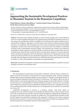 Approaching the Sustainable Development Practices in Mountain Tourism in the Romanian Carpathians