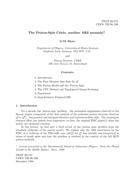 The Proton-Spin Crisis: Another ABJ Anomaly?