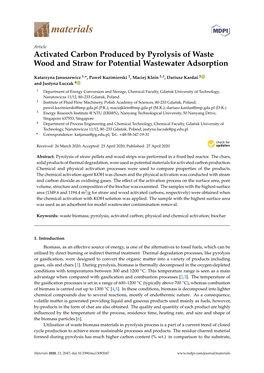 Activated Carbon Produced by Pyrolysis of Waste Wood and Straw for Potential Wastewater Adsorption