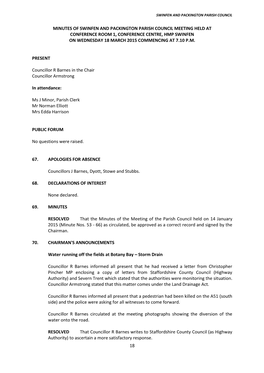 Minutes of a Meeting of Burntwood Town Council