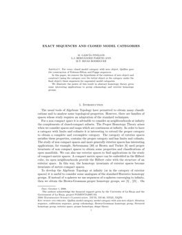 Exact Sequences and Closed Model Categories 11