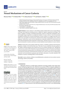 Neural Mechanisms of Cancer Cachexia