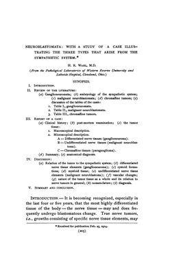 I.E., Growths Consisting of Specific Nerve Tissue Elements, May * Received for Publication Feb