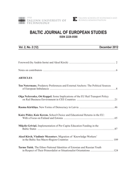 Baltic Journal of European Studies ISSN 2228-0588