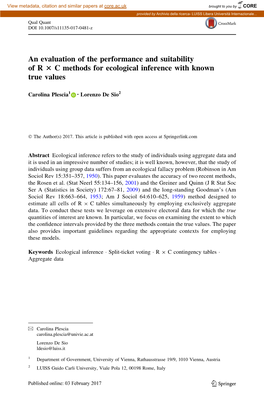 An Evaluation of the Performance and Suitability of R × C Methods For