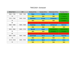 TMCC2021: Schedule!