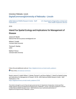 Island Fox Spatial Ecology and Implications for Management of Disease