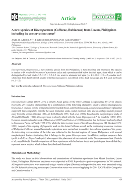 Coffeeae, Rubiaceae) from Luzon, Philippines Including Its Conservation Status