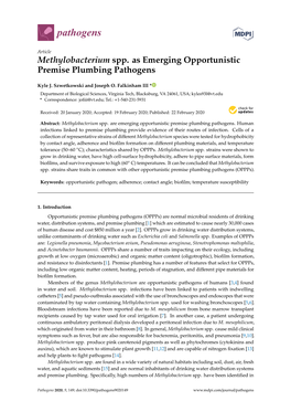 Methylobacterium Spp. As Emerging Opportunistic Premise Plumbing Pathogens