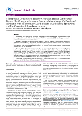 A Prospective Double Blind Placebo Controlled Trial of Combination Disease Modifying Antirheumatic Drugs Vs