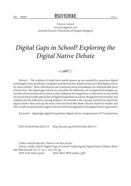 Digital Gaps in School? Exploring the Digital Native Debate