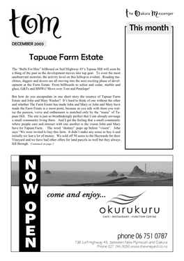 This Month Tapuae Farm Estate